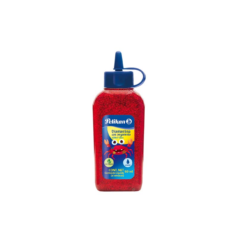  ADHESIVO GLITTER PELIKAN 60ML ROJO CAJA X6
