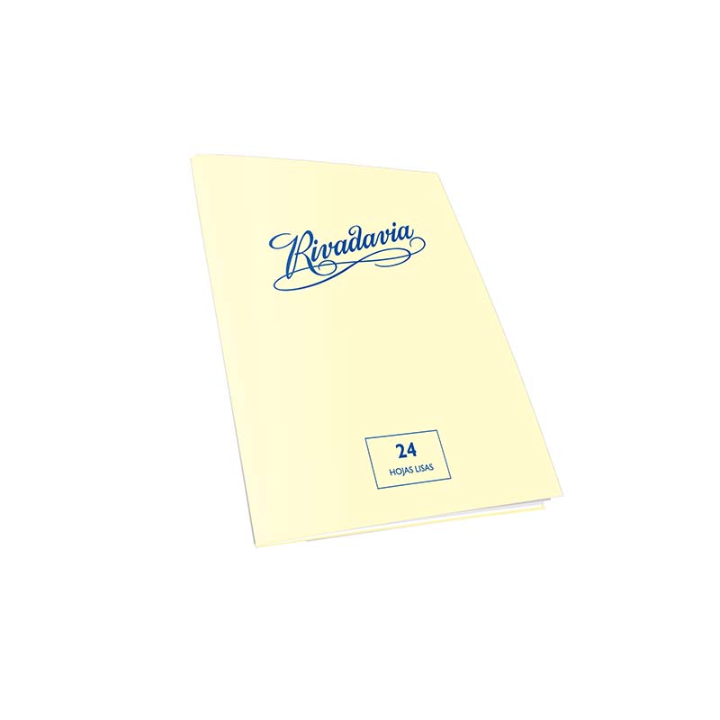  CUADERNO RIVADAVIA 16X21 TAPA FLEXIBLE;
TRADICIONAL 24 HOJAS LISO