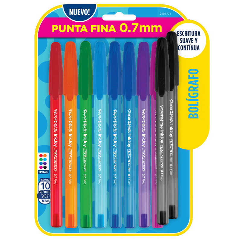  BOLIGRAFO PAPER MATE KM 100 FINO INKJOY BLISTER X10 SURTIDO