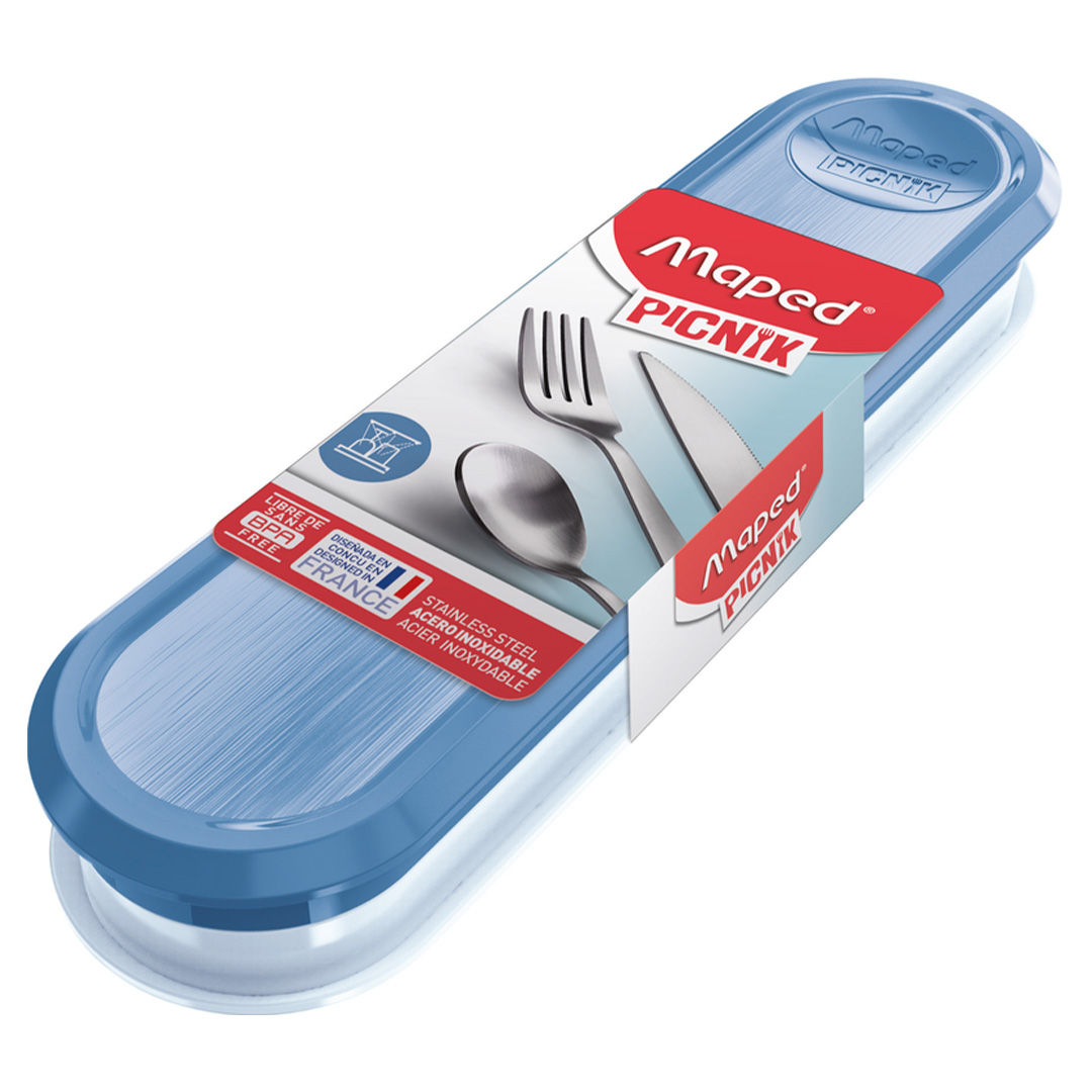  CUBIERTOS MAPED CONCEPT PACK X6 TENEDOR CUCHILLO CUCHARA ACERO INOXIDABLE AZUL