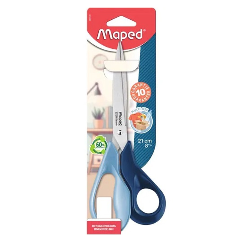  TIJERA MAPED 21CM ADVANCED ASIMETRICAMULTIUSO BLISTER X1 AZUL