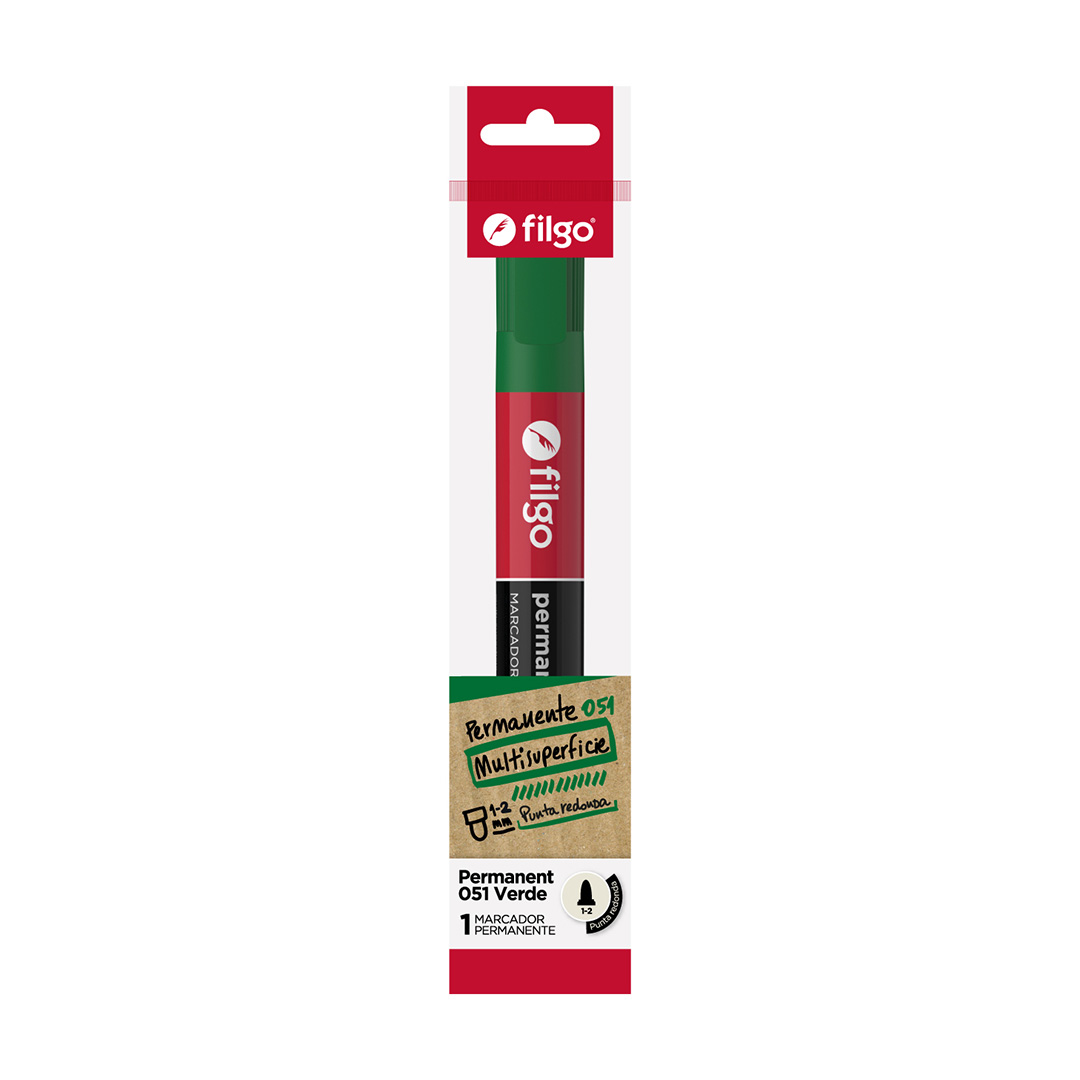  MARCADOR PERMANENTE FILGO 051 PUNTA  REDONDA VERDE BLISTER X1