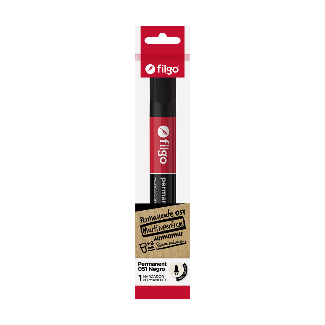  MARCADOR PERMANENTE FILGO 051 PUNTA  REDONDA NEGRO BLISTER X1