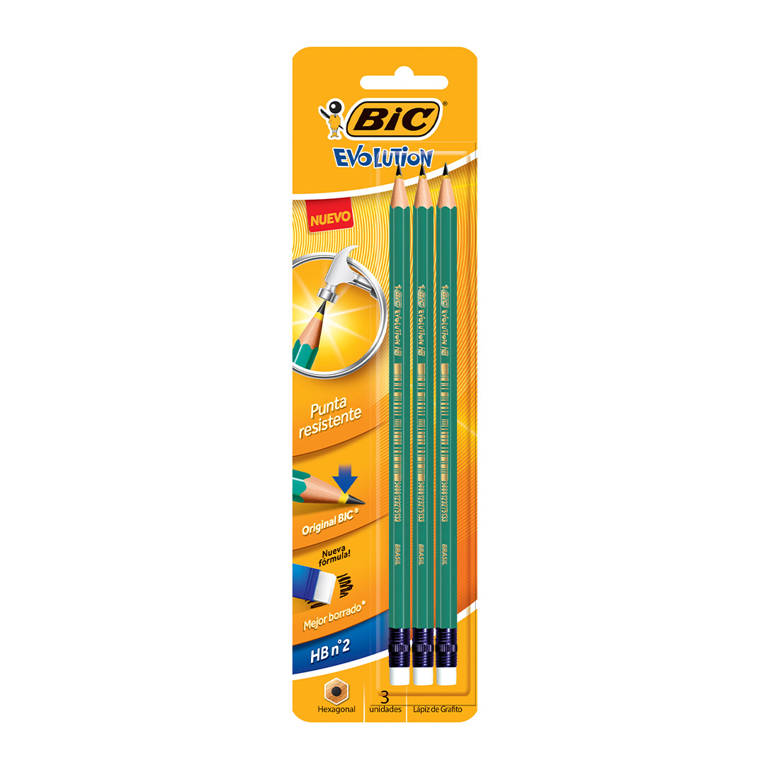  LAPIZ GRAFITO BIC EVOLUTION HB CON GOMA BLX4