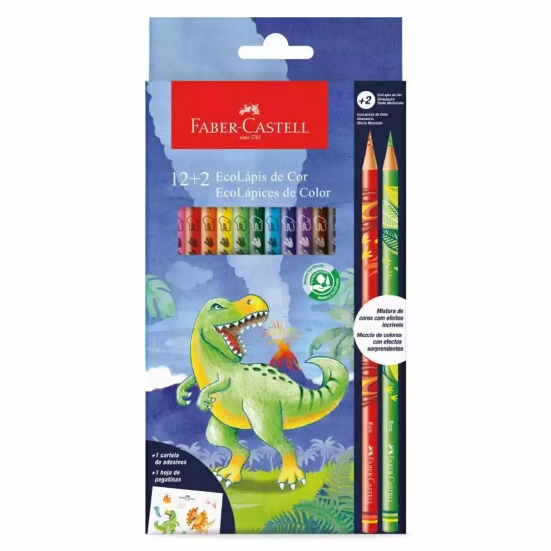  LAPIZ COLOR FABER ECOLAPIZ DINOSAURIOX12 + 2 LAPICES EFECTO MEZCLADO