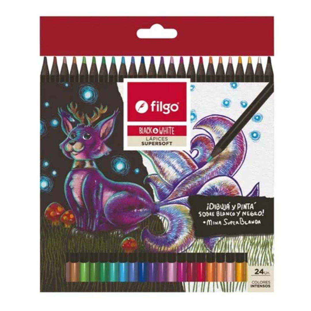  LAPIZ COLOR FILGO BLACK / WHITE X24