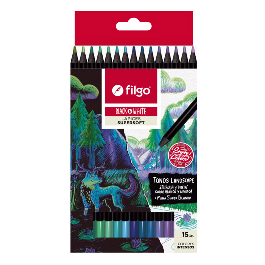  LAPIZ COLOR FILGO BLACK / WHITE  LANDSCAPE X15