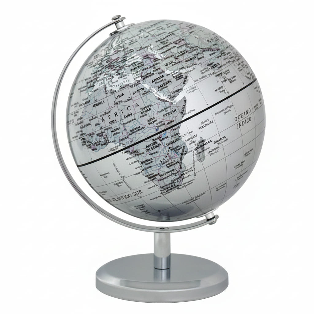  GLOBO TERRAQUEO 141M PLOW BASE CROMADA;
14CM GRIS