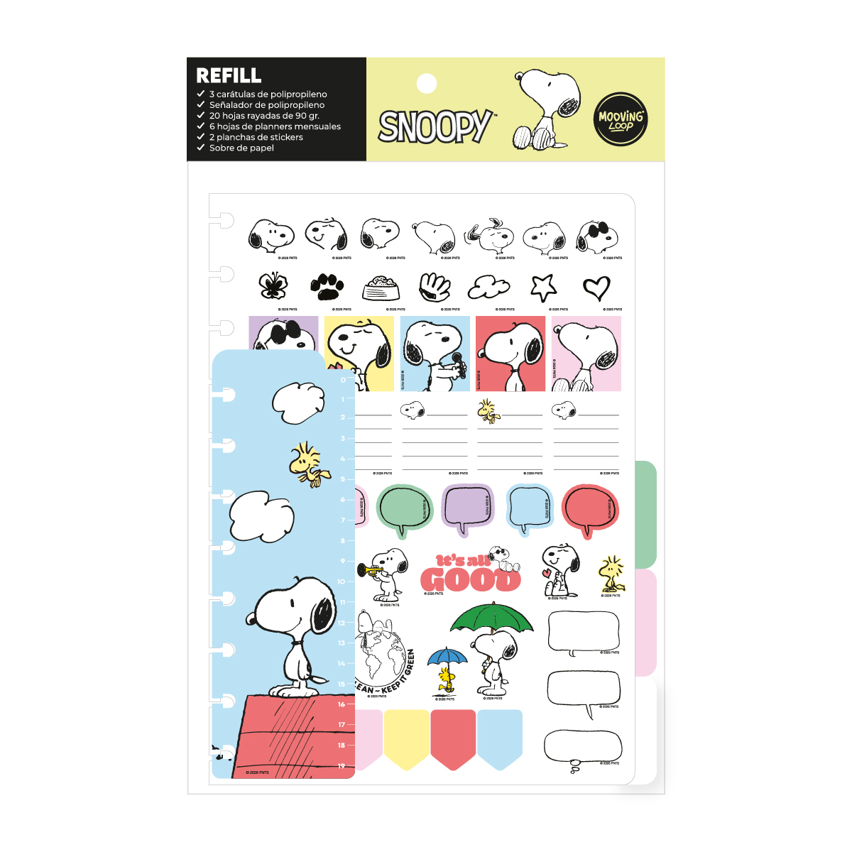  REPUESTO CUADERNO MOOVING LOOP CARTA  SNOOPY
