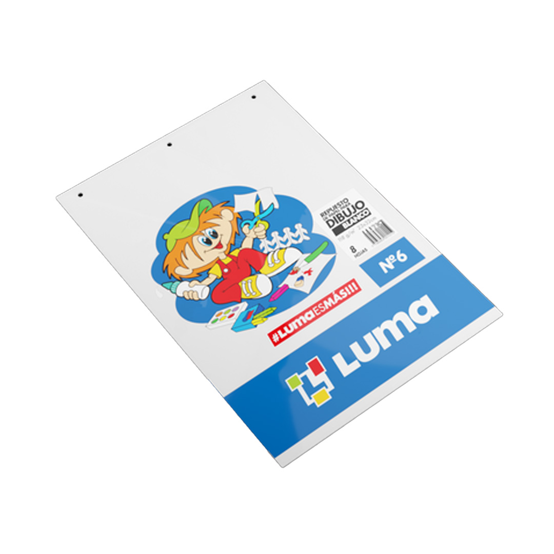  REPUESTO DIBUJO N6 LUMA X 8 HOJAS BLANCO