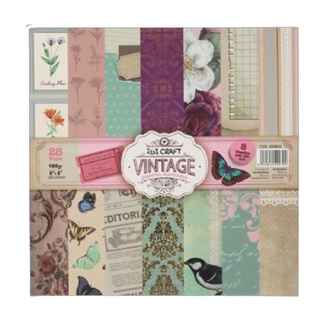  PAPEL PARA SCRAPBOOKING IBICRAFT  20X20 28 HOJAS 180 GR VINTAGE