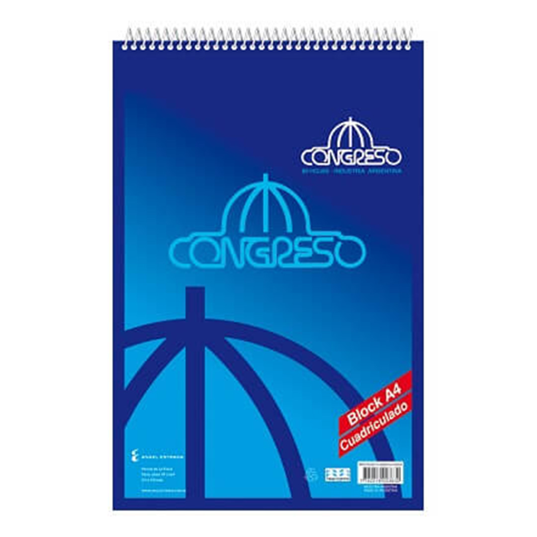  BLOCK A4 CONGRESO ESPIRALADO 80 HOJASCUADRICULADO