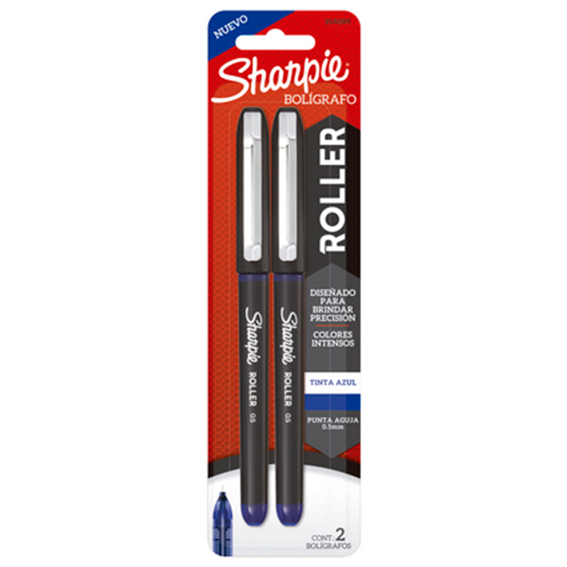  ROLLER SHARPIE TINTA LIQUIDA PUNTA AGUJA  0.5 BLISTER X2 TINTA AZUL