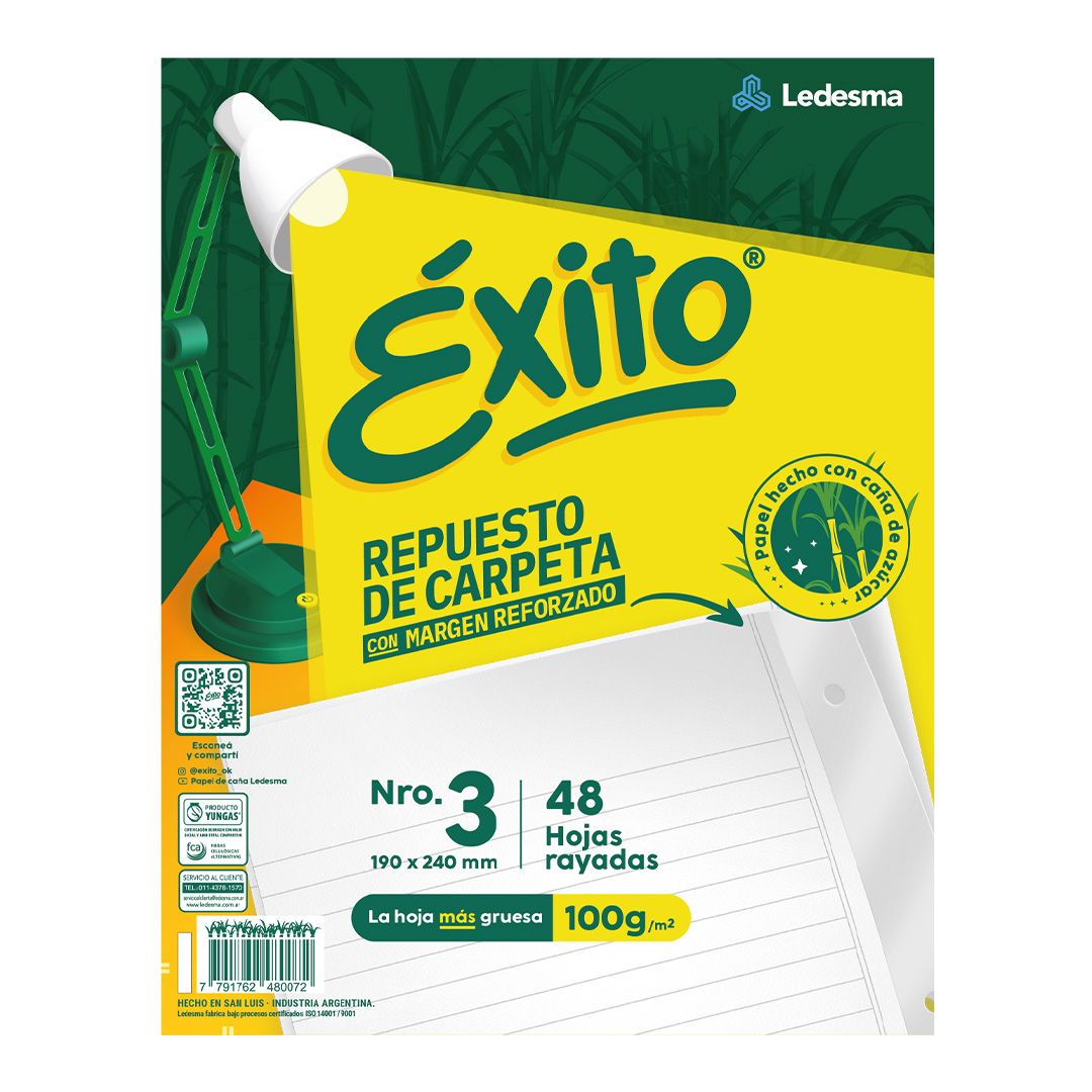  REPUESTO EXITO N3 CON BANDA 48 HOJAS  RAYADO