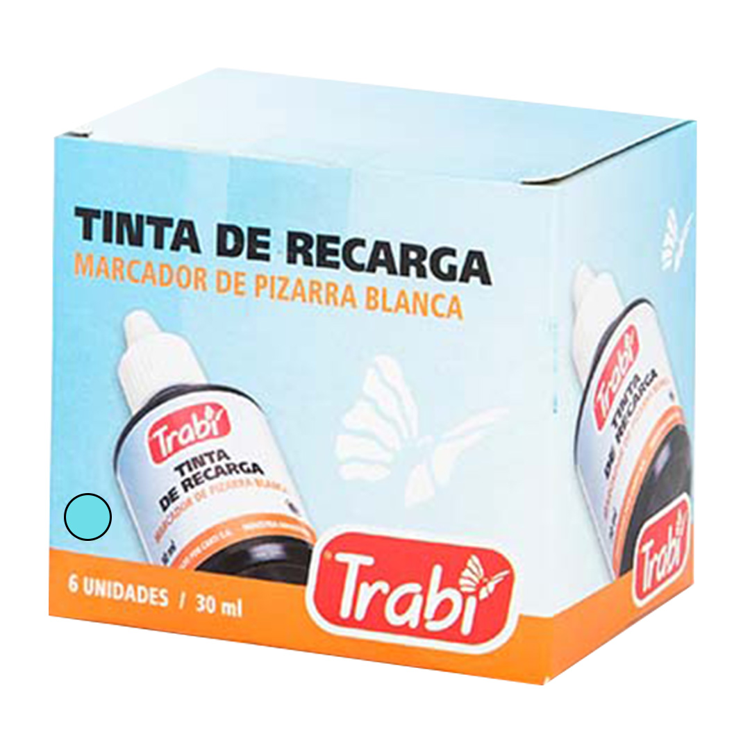  TINTA PARA MARCADOR PIZARRA TRABI 30CM;
CAJA X6 CELESTE