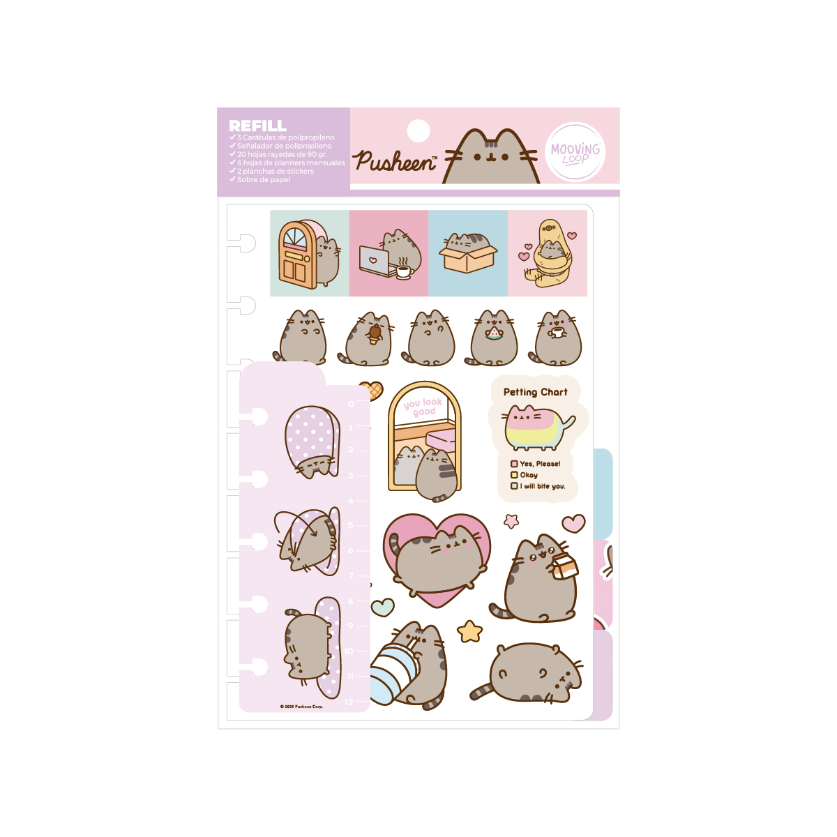 REPUESTO CUADERNO MOOVING LOOP A5  PUSHEEN RAYADO X 30 HOJAS