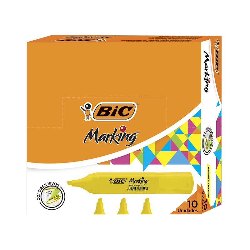  RESALTADOR CHATO BIC X10 FLUO AMARILLO