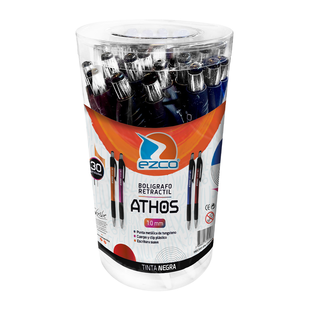  BOLIGRAFO RETRACTIL EZCO ATHOS NEGRO X30  SURTIDO