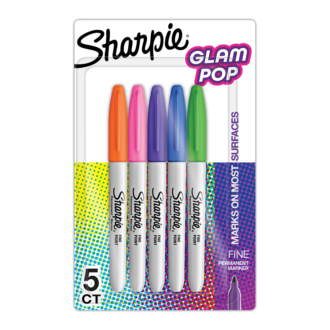  MARCADOR PERMANENTE SHARPIE FINO  GLAMPOP BLISTER X5