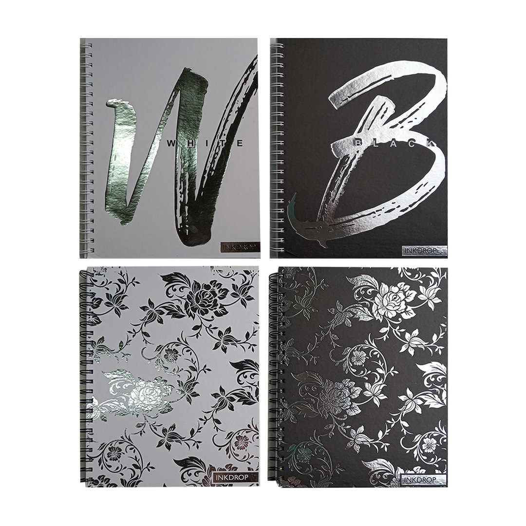  CUADERNO INKDROP A4 22X29 TAPA DURA  ESPIRAL 100H BLACK Y WHITE