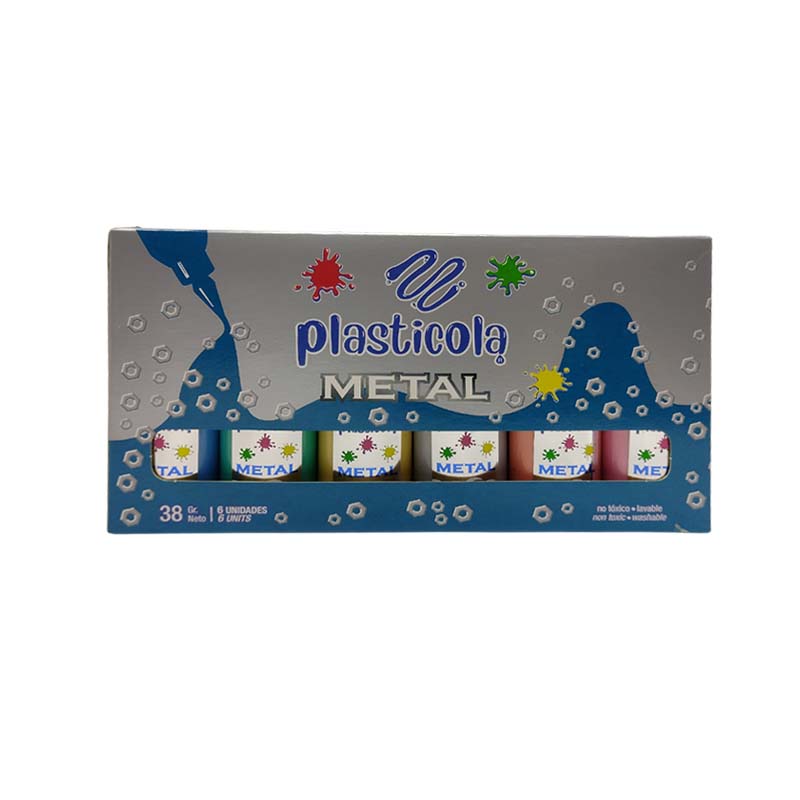  ADHESIVO COLOR PLASTICOLA 38GR METAL  SURTIDO X6