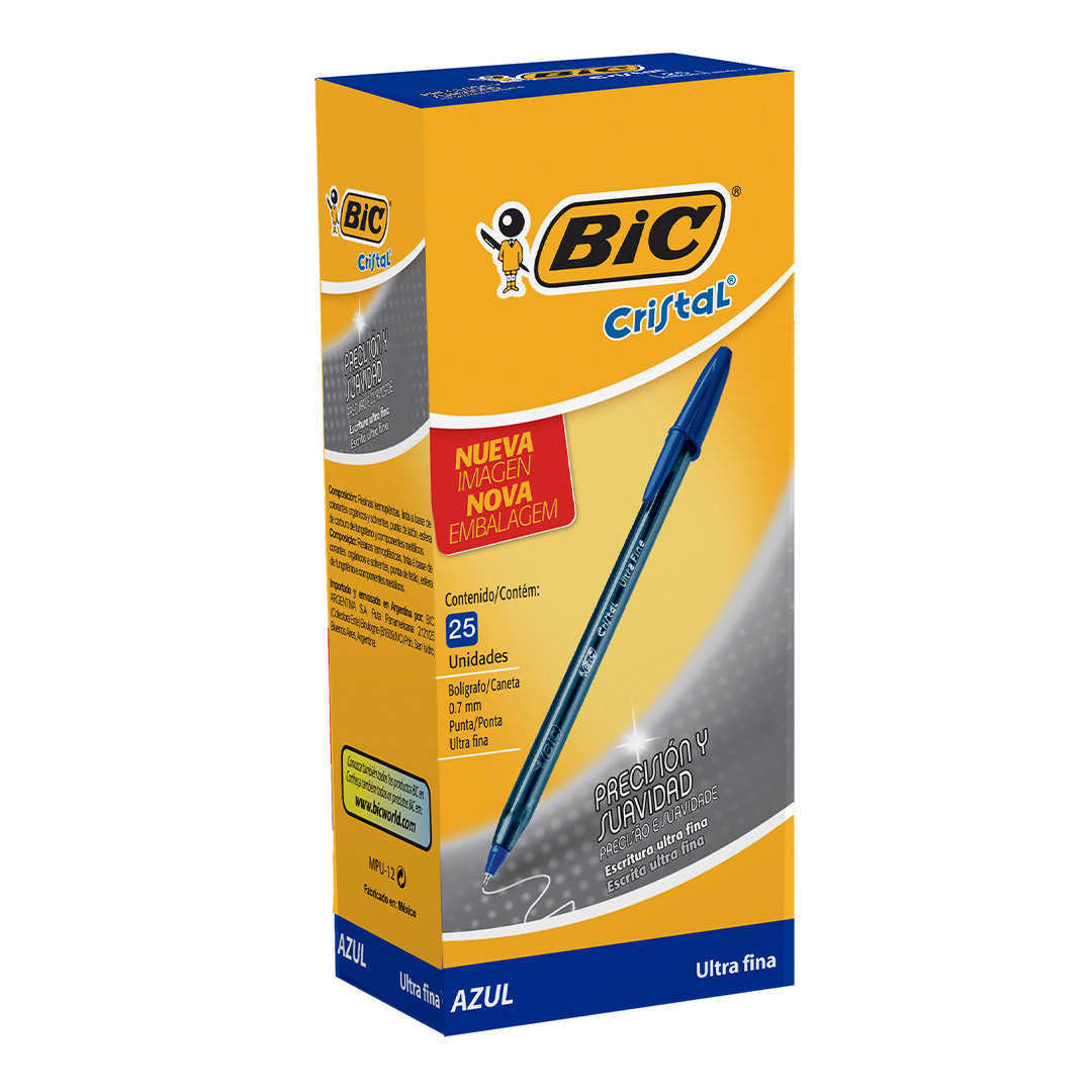  BOLIGRAFO BIC CRISTAL ULTRAFINA 0.7MMX25 AZUL