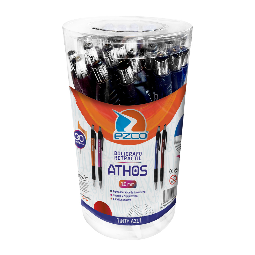  BOLIGRAFO RETRACTIL EZCO ATHOS AZUL X30 SURTIDO