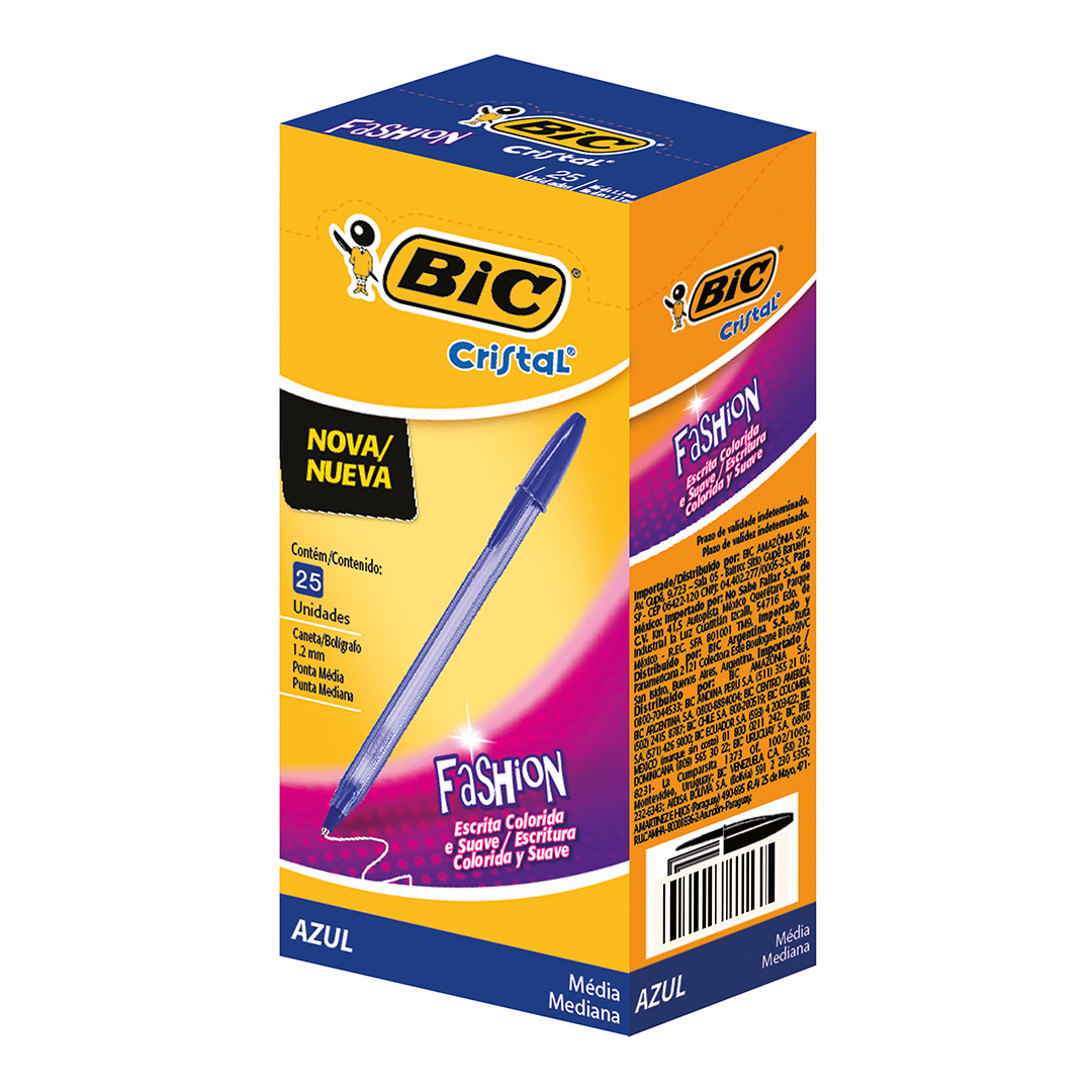  BOLIGRAFO BIC CRISTAL 1.2MM FASHION AZUL  X25