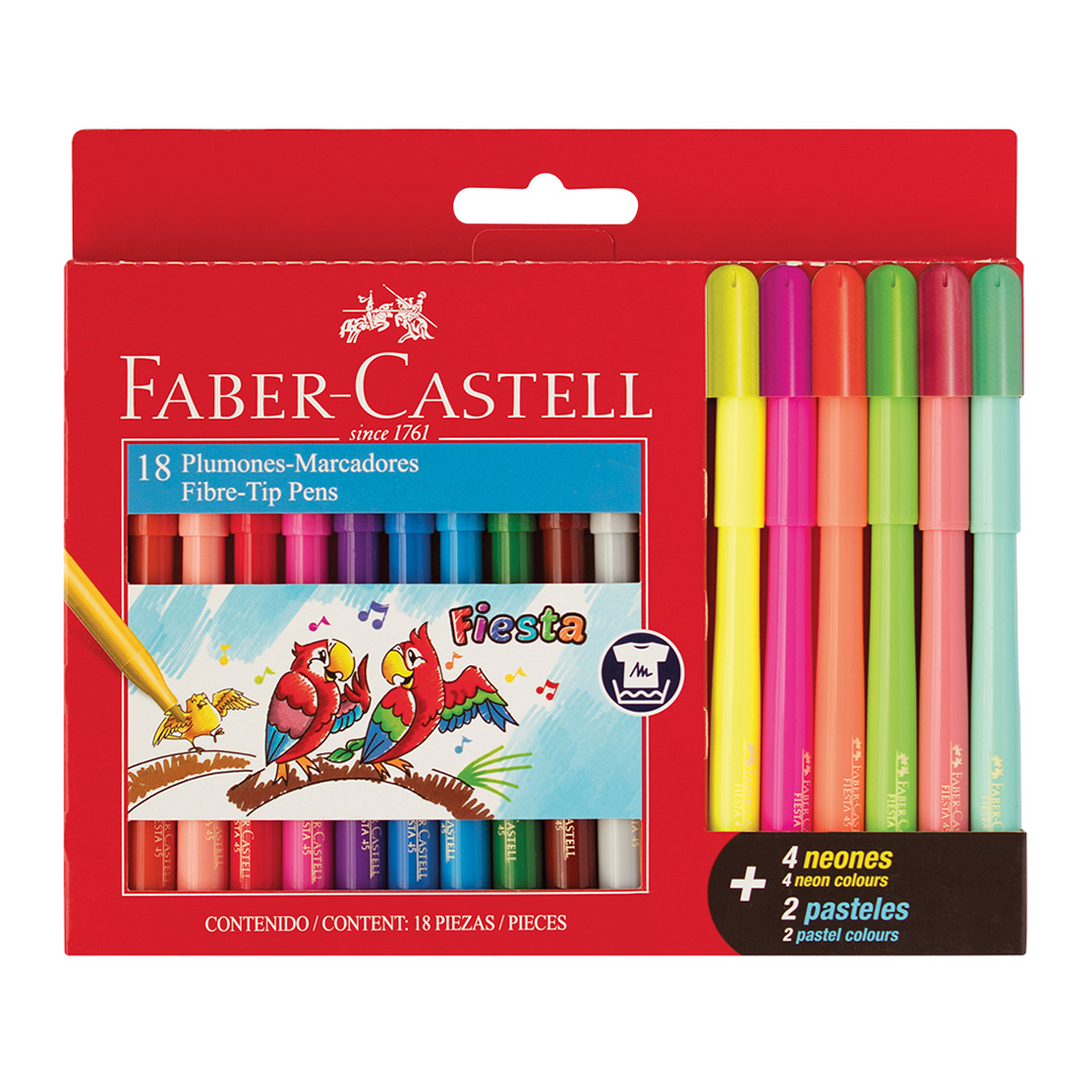  MARCADOR ESCOLAR FABER FIESTA 45 X12 + 4  NEON + 2 PASTEL
