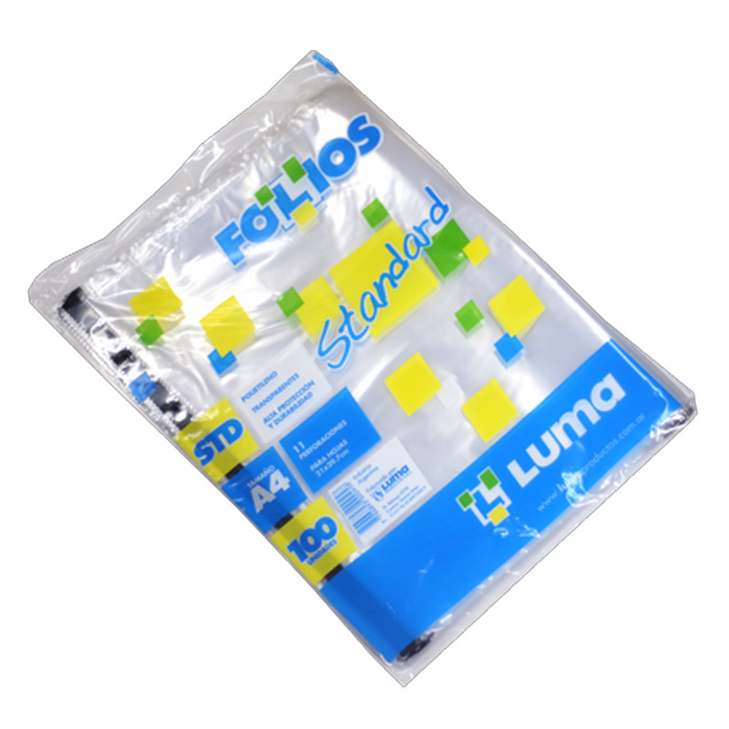  FOLIO A4 40 MICRONES LUMA STANDARD BOLSA  X100