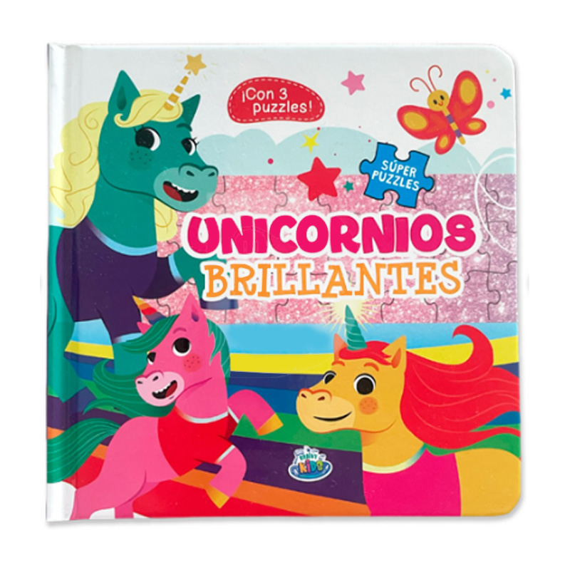  LIBRO PLOW SUPER PUZZLES UNICORNIOS  BRILLANTES