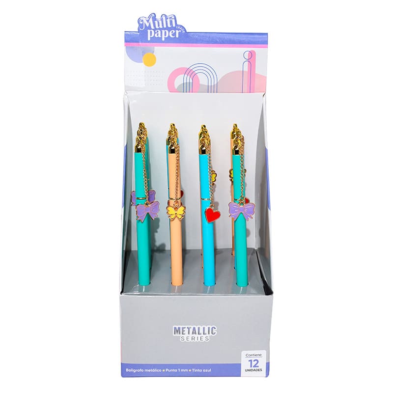  BOLIGRAFO MULTIPAPER METALICO 1MM TINTA AZUL CON DIJES X12