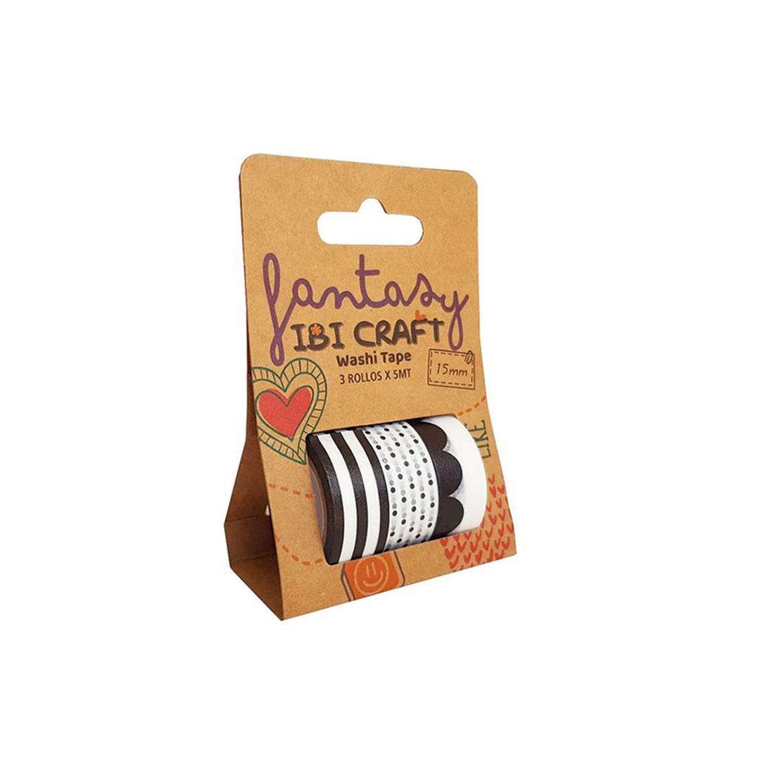  CINTA ADHESIVA IBICRAFT WASHI BLACK 5MT X3