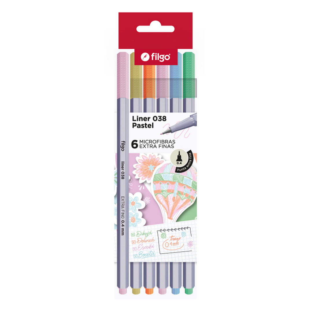  MICROFIBRA FILGO 0.4MM BLISTER X6 PASTEL