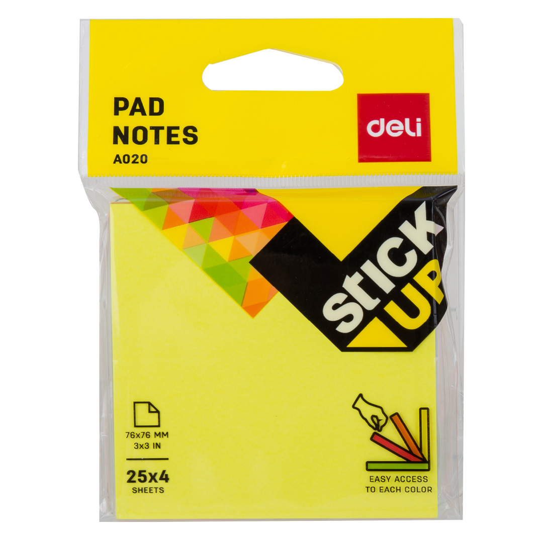  NOTA ADHESIVA DELI 4 COLORES FLUO 76X76