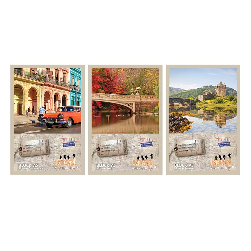  BLOCK A5 MIS APUNTES TRAVEL EMBLOCADO 80  HOJAS RAYADO