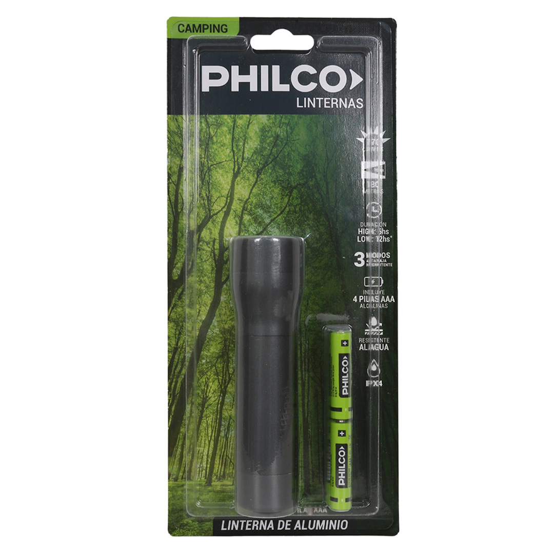  LINTERNA PHILCO CAMPING + 4 PILAS AAA170 LUMENES