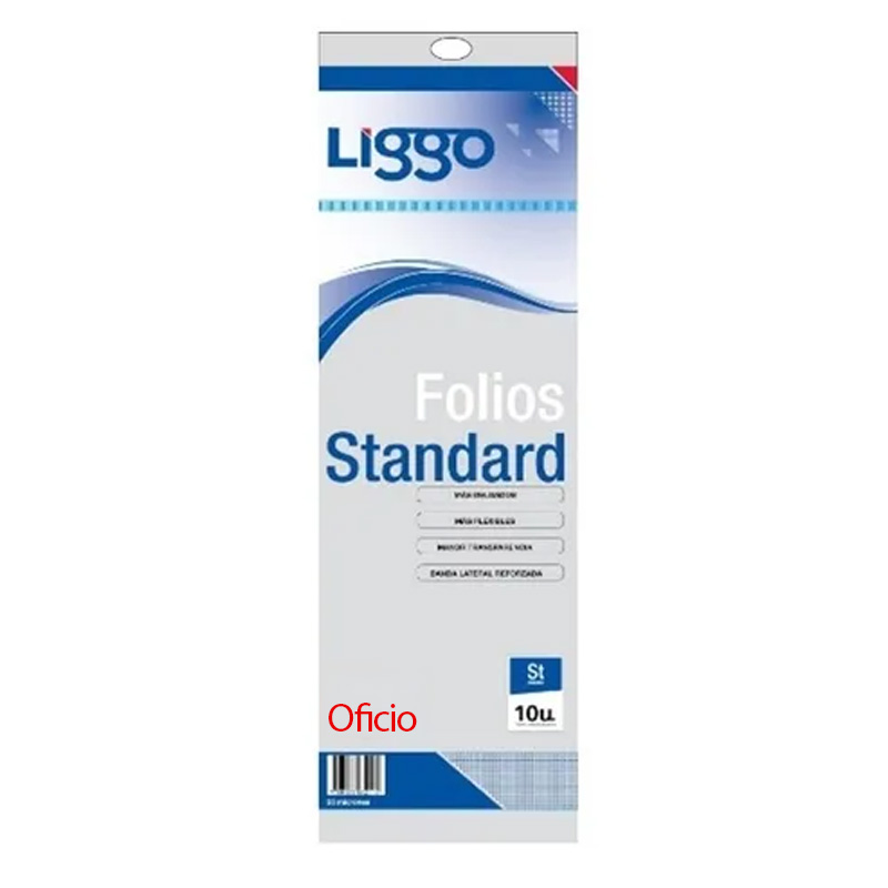 FOLIO OFICIO 30 MICRONES LIGGO STANDARD X10 PARA COLGAR