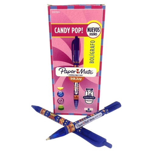  BOLIGRAFO RETRACTIL PAPERMATE CANDY POP AZUL X12
