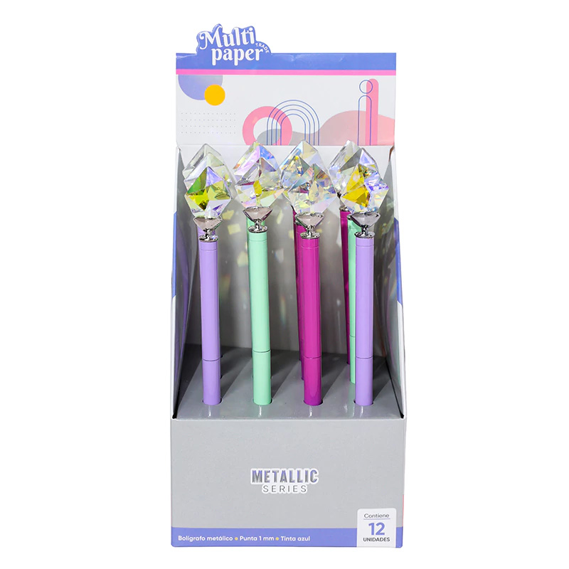  BOLIGRAFO MULTIPAPER METALICO MEDIO GIRO  1MM TINTA AZUL DIAMOND X12