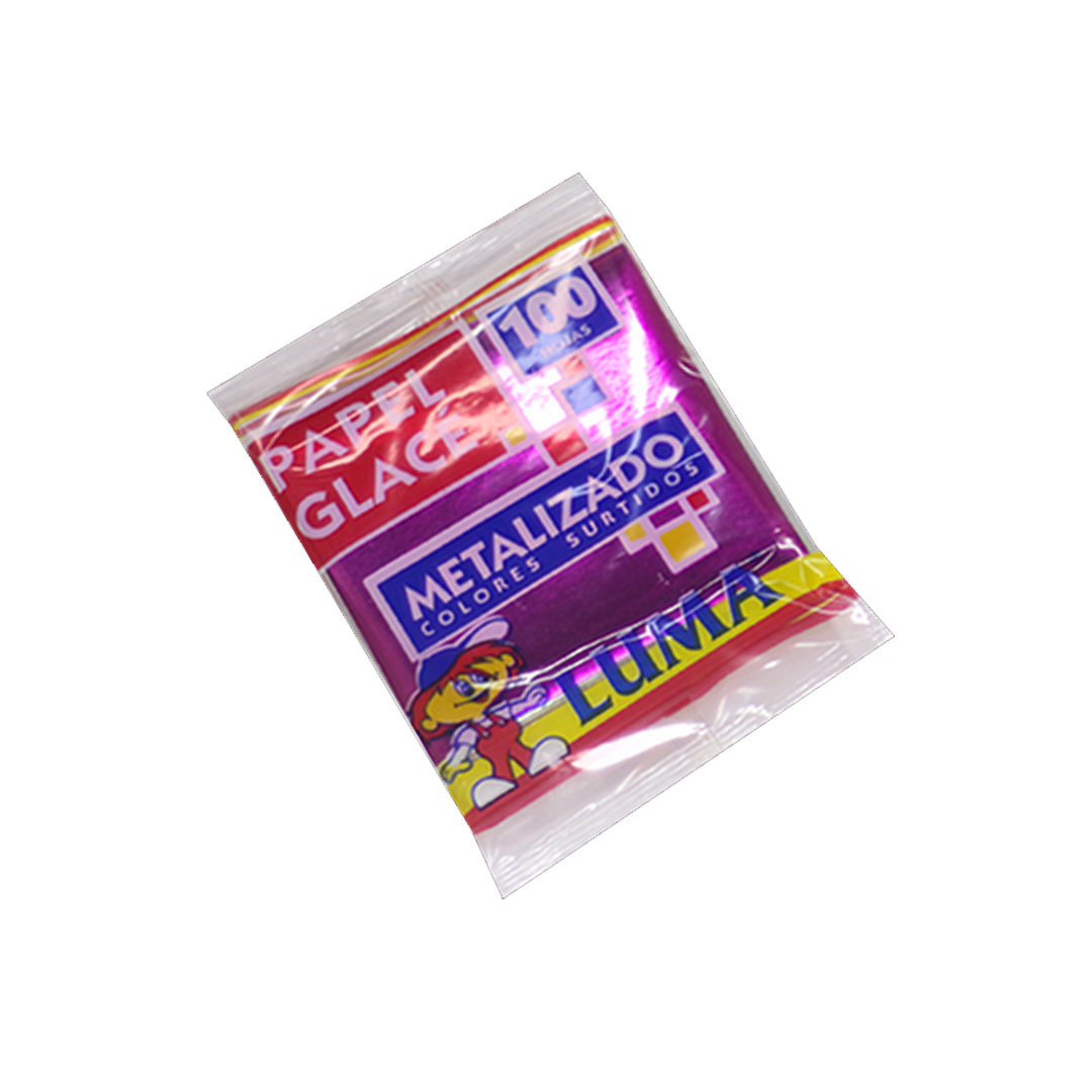  PAPEL GLASE METALIZADO 10X10 TACO X100;
HOJAS