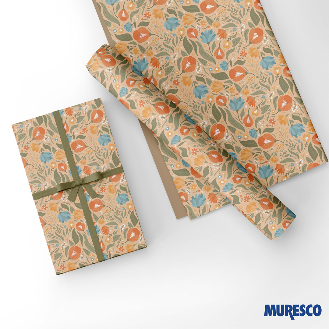  PAPEL REGALO KRAFT PREMIUM MURESCO X10H JARDIN ACUARELA