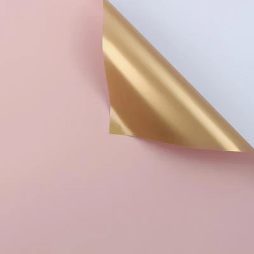  PAPEL COREANO REXON BICOLOR DORADO  X10H 57X57 ROSA PASTEL
