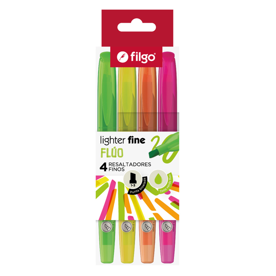  RESALTADOR FINO FILGO BLISTER X4 FLUO