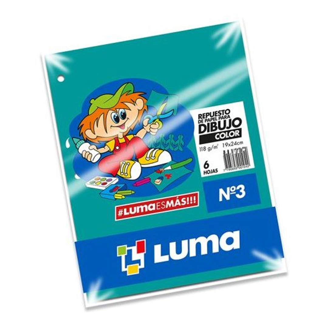 REPUESTO DIBUJO N3 LUMA X 6 HOJAS COLOR