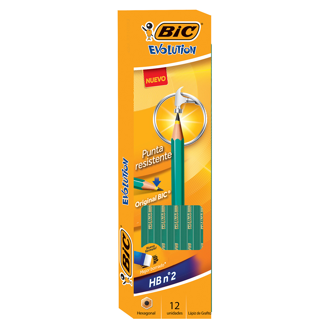  LAPIZ GRAFITO BIC EVOLUTION HB CON GOMA X12