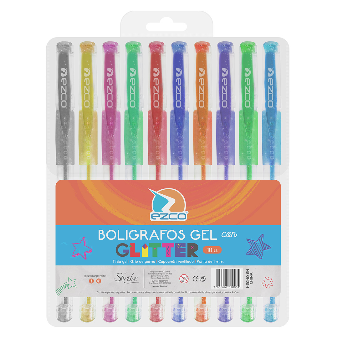  BOLIGRAFO GEL EZCO GLITTER BLISTER X10;
SURTIDO