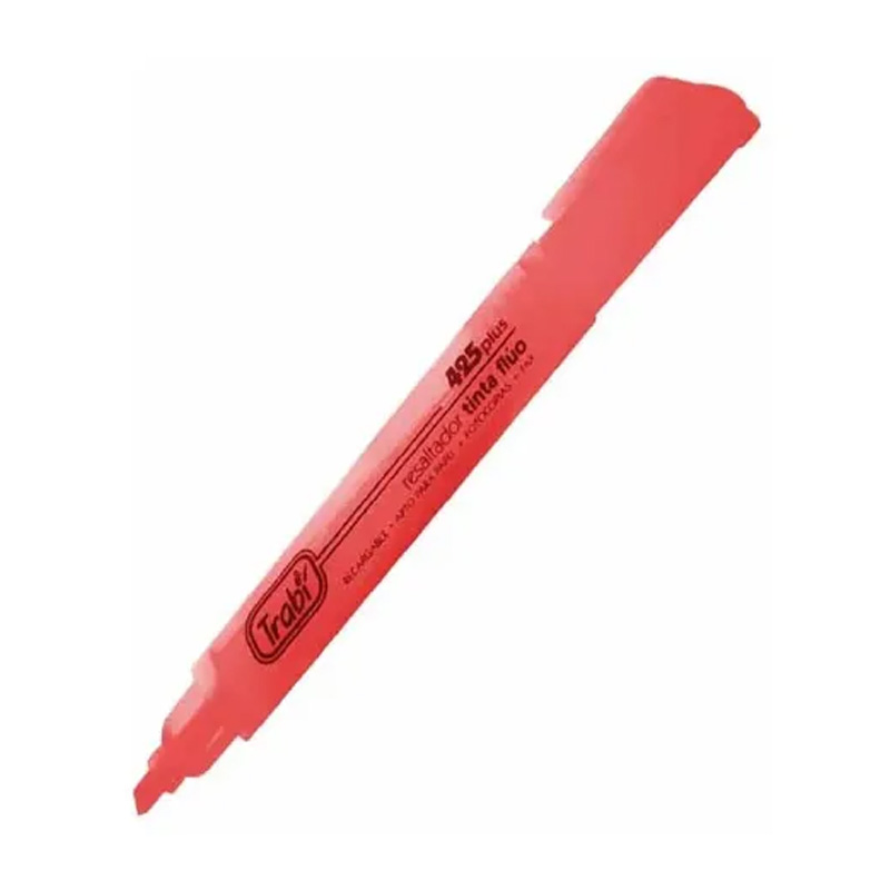  RESALTADOR REDONDO TRABI 425 PLUS  RECARGABLE X12 FLUO ROJO