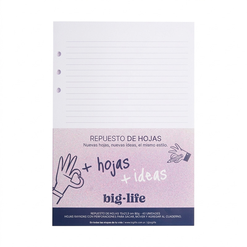  REPUESTO HOJAS BIG LIFE 16X22 RAYADAS