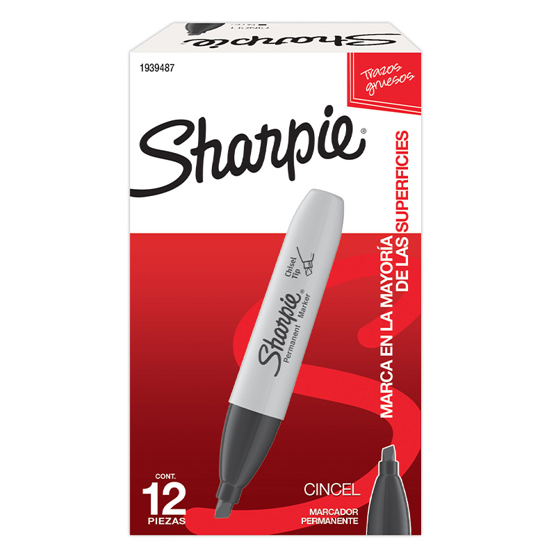  MARCADOR PERMANENTE SHARPIE CHISEL NEGRO  X12